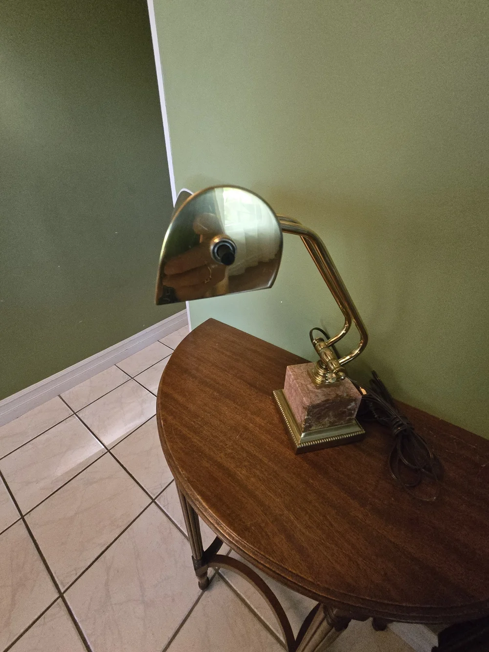 Vintage House of Troy Brass Piano Desk Lamp Marble Base Adjustable Light P10-101